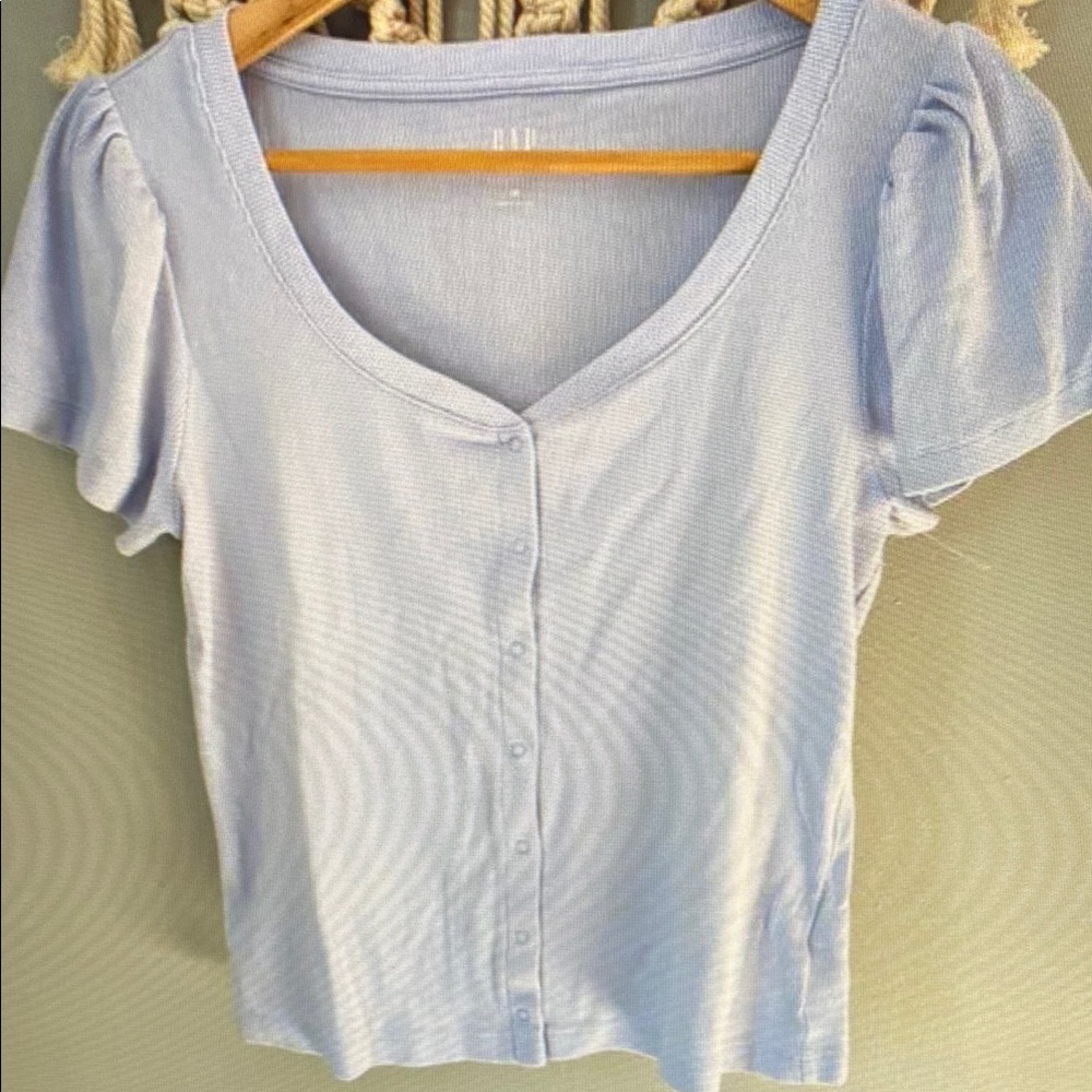 Light Blue Button-Up Women's Top